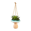 Garden of Wonder Planter, Hanging Planter, Ceramic Blue Mushroom