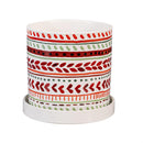 Holiday Poinsettia Planter, Ceramic Cachepot with Dish, 4.25", Asst of 3, CDU