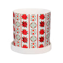 Holiday Poinsettia Planter, Ceramic Cachepot with Dish, 4.25", Asst of 3, CDU