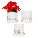 Shades of Emerald Planter with Dish, Ceramic, Fine Line Holiday Drawings, 4.25", Asst of 3, CDU