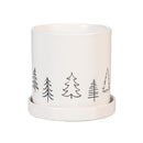 Shades of Emerald Planter with Dish, Ceramic, Fine Line Holiday Drawings, 4.25", Asst of 3, CDU
