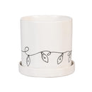 Shades of Emerald Planter with Dish, Ceramic, Fine Line Holiday Drawings, 4.25", Asst of 3, CDU