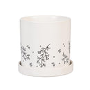 Shades of Emerald Planter with Dish, Ceramic, Fine Line Holiday Drawings, 4.25", Asst of 3, CDU