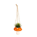 Orange Mushroom Ceramic Hanging Planter