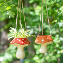 Orange Mushroom Ceramic Hanging Planter