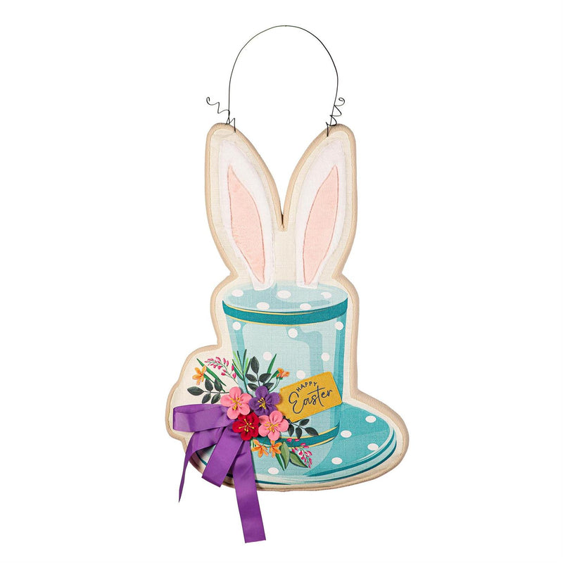 Happy Easter Floral Hat Estate Door D√©cor