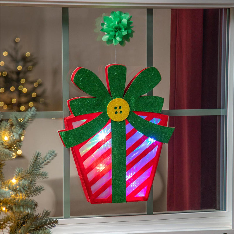 Christmas Present 3D LED with Diffusing Film Window Décor