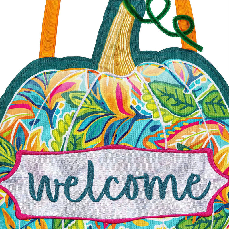 Patterned Jacobean Floral Pumpkin Door D√©cor