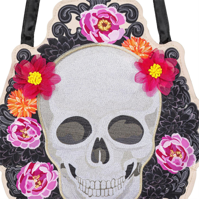 Happy Skull Floral Door D√©cor