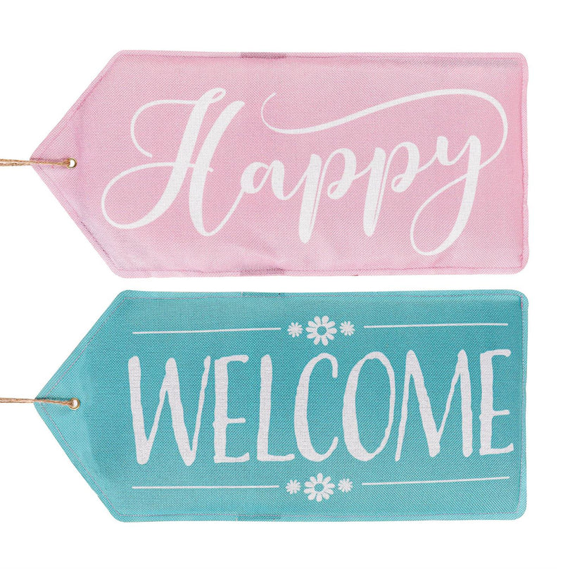 Happy, Welcome Reversible Door Tag