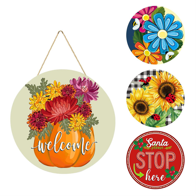 Vibrant Blooms and Holiday Cheer, 4-Season Interchangeable Door Decor Set