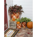 Fall Plaid Round Fabric Planters, Set of 3