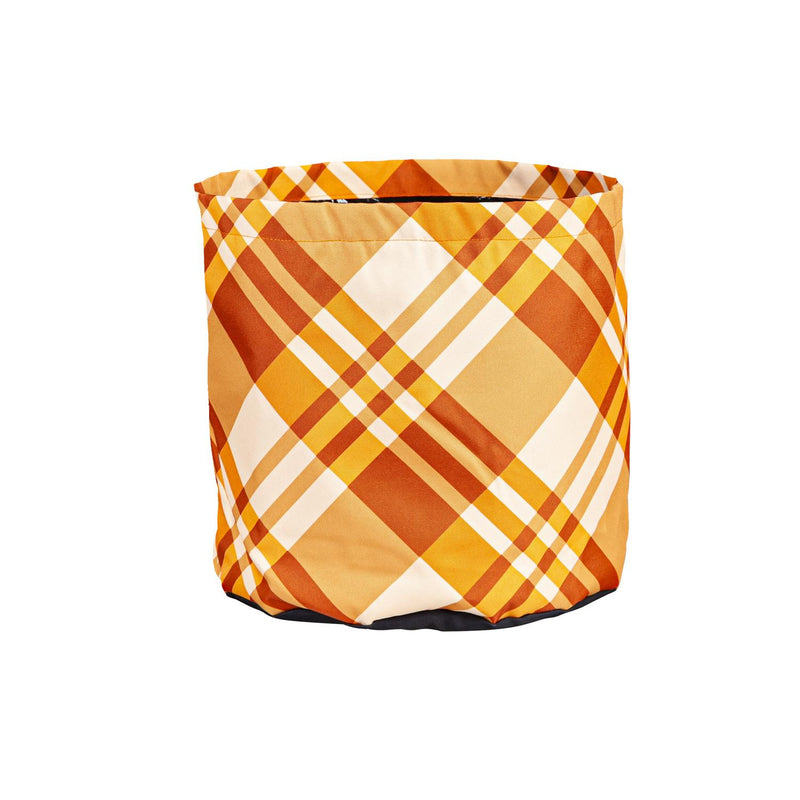 Fall Plaid Round Fabric Planters, Set of 3