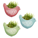 Whimsical Bird Fabric Wall Planters, Set of 3