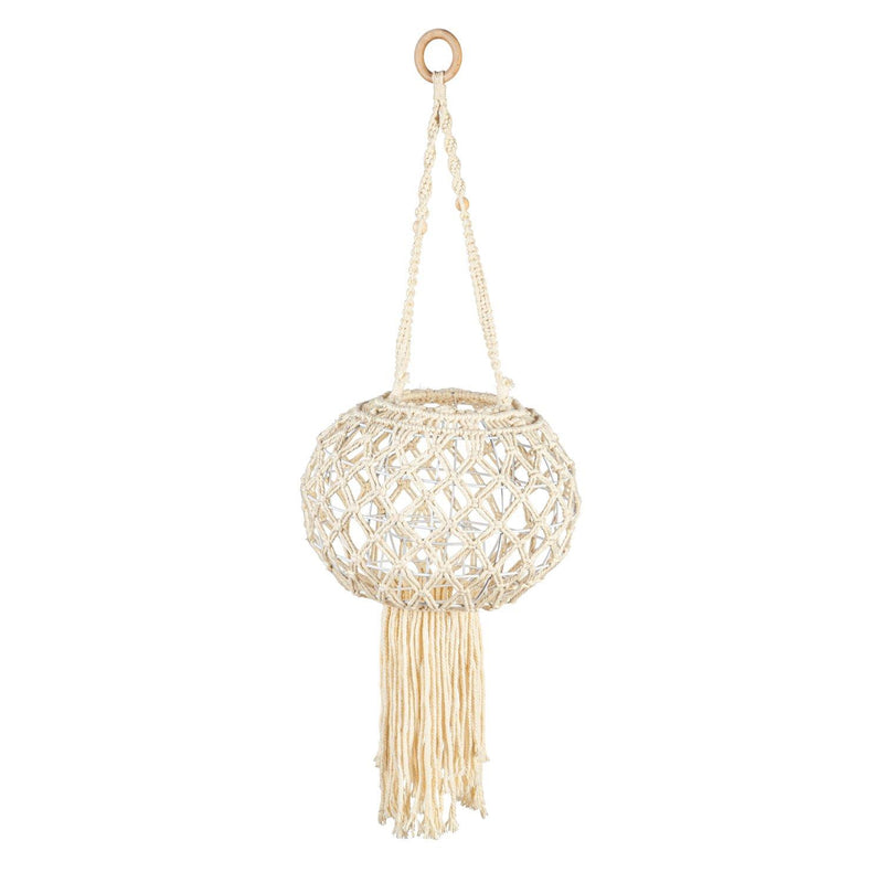 Macrame Large Hanging Globe Plant Cover, Natural