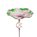 Glass Bird Bath with Garden Stake, Purple and Green Glitter