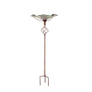 Glass Bird Bath with Garden Stake, Purple and Green Glitter