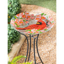 18" Decor and Embossed Glass Bird Bath, Cardinal