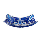 16.5" Hand Painted and Embossed Square Bird Bath, Blue Floral Tiles