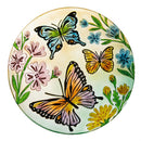 18"Hand Painted and Embossed Glass Bird Bath, Fluttering Butterfly Fields
