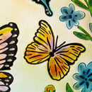 18"Hand Painted and Embossed Glass Bird Bath, Fluttering Butterfly Fields