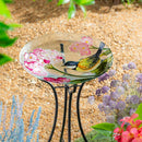 18" Bird and Hydrangea Flower Bird Bath