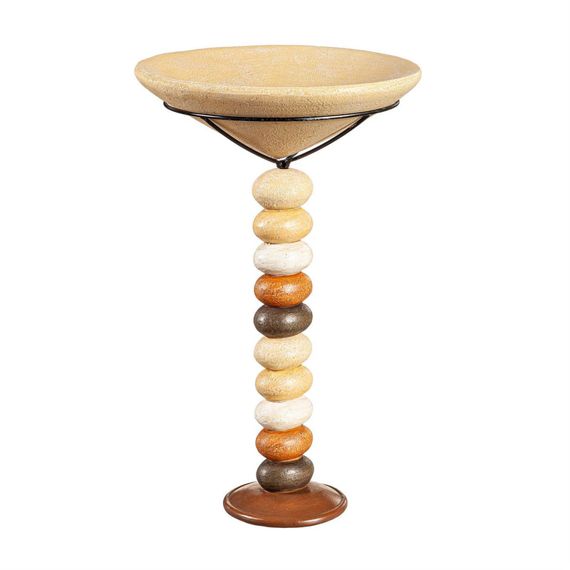 24" Stone Pillar Bird Bath