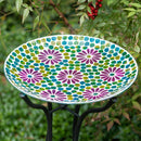 15" Mosaic Radiant Flower Bird Bath