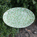 15" Mosaic Green Leaves Bird Bath