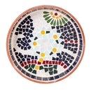 10" Terracotta Mosaic Bird Bath, Blue Flower