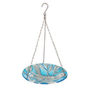 10" Hanging Blue Bird and Branch Glass Bird Bath
