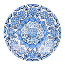 18" Blue and White Geometric Glass Bird Bath