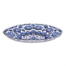 18" Blue and White Geometric Glass Bird Bath