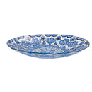 18" Blue and White Geometric Glass Bird Bath