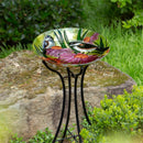 18" Chickadee Glass Bird Bath