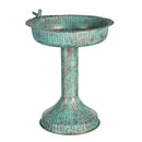 Distressed Patina Metal Bird Bath