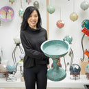 Distressed Patina Metal Bird Bath