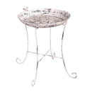 Distressed Cream Metal Bird Bath