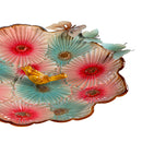 What She Shed Birdbath, Metal Sculpted Edge Bird Bath, Butterfly & Flowers, 17"