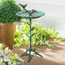 Garden of Wonder Birdbath, Metal Green Birdbath with Stand, 12"