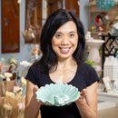 What She Shed Bird Feeder, Ceramic Teal & Green Flower With Bird