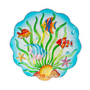18" Glass Bird Bath, Sea Life