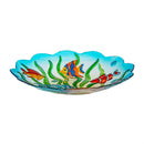18" Glass Bird Bath, Sea Life