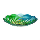 18" Sculpted Edge Glass Bird Bath, Palm Leaves
