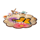 Pollinator Garden Birdbath, Metal Bright Butterfly & Flowers, 17"