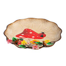 Garden of Wonder Birdbath, Metal Sculpted Edge Bird Bath, Flowers & Mushrooms, 17"