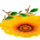 Petal & Plow Birdbath, Metal Scalloped Edge Sunflower