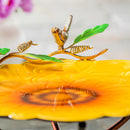 Petal & Plow Birdbath, Metal Scalloped Edge Sunflower