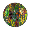 Harvest Blossoms Birdbath,Leaves Hand Painted Glass Birdbath, 18"