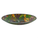 Harvest Blossoms Birdbath,Leaves Hand Painted Glass Birdbath, 18"